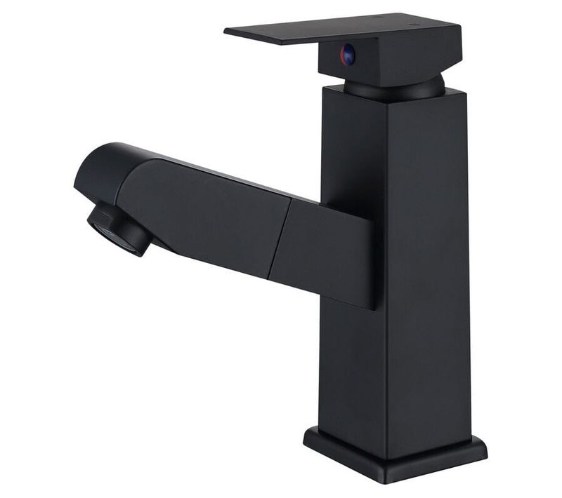 Mitigeur De Lavabo Noir Avec Douchette Extractible Robinet Salle Bain à Levier Mélangeur Monoco