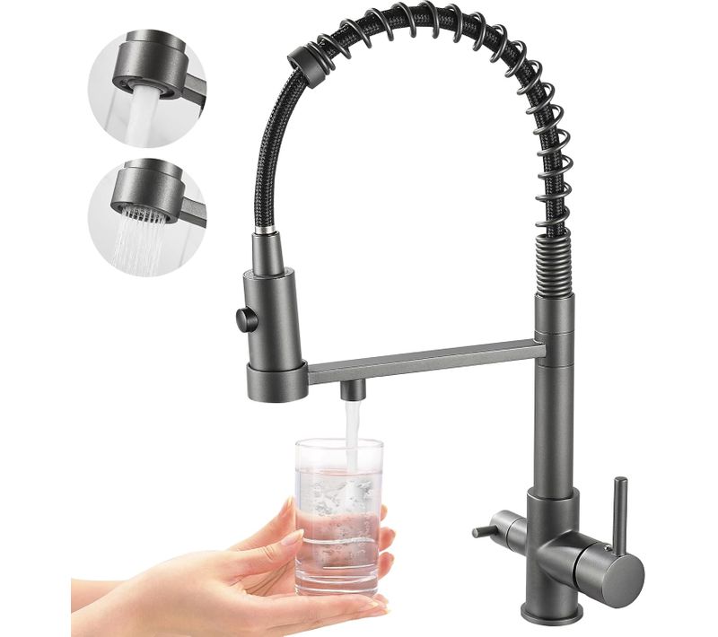 Robinet De Cuisine à Trois Voies, Robinet De Cuisine Extractible, Robinet D'évier En Laiton