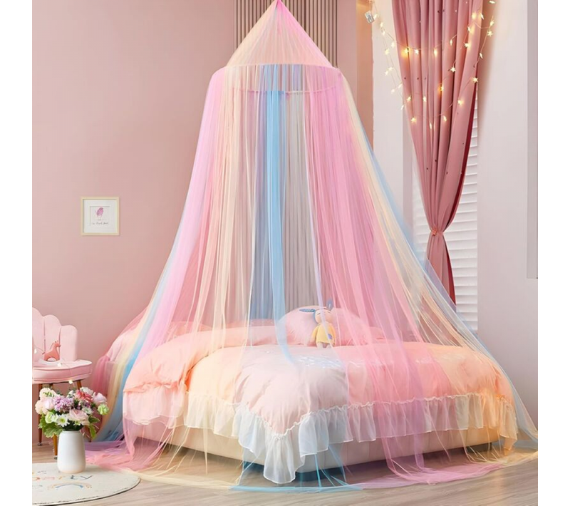 Moustiquaire De Lit, Ciel De Lit Fille, Arc-en-ciel Moustiquaire Pour Lit Double Simple