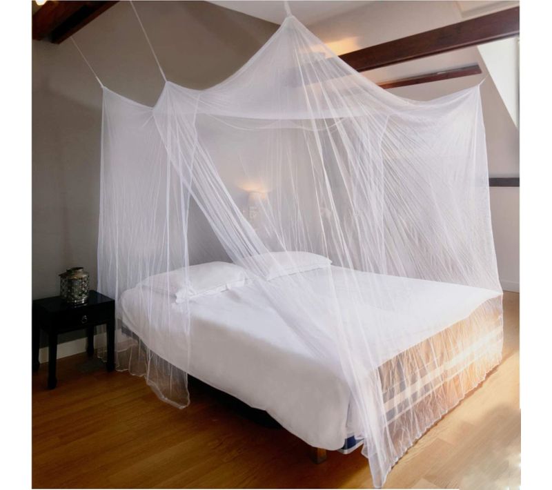 Moustiquaire Premium Baldaquin Pour Lit Extra Large Deux Ouvertures, Kit De Suspension