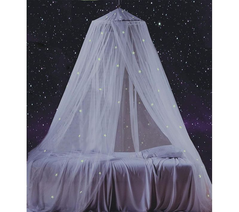 Auvent De Lit Avec Étoiles Fluorescentes Phosphorescentes, Moustiquaire Pour Bébé, Enfants