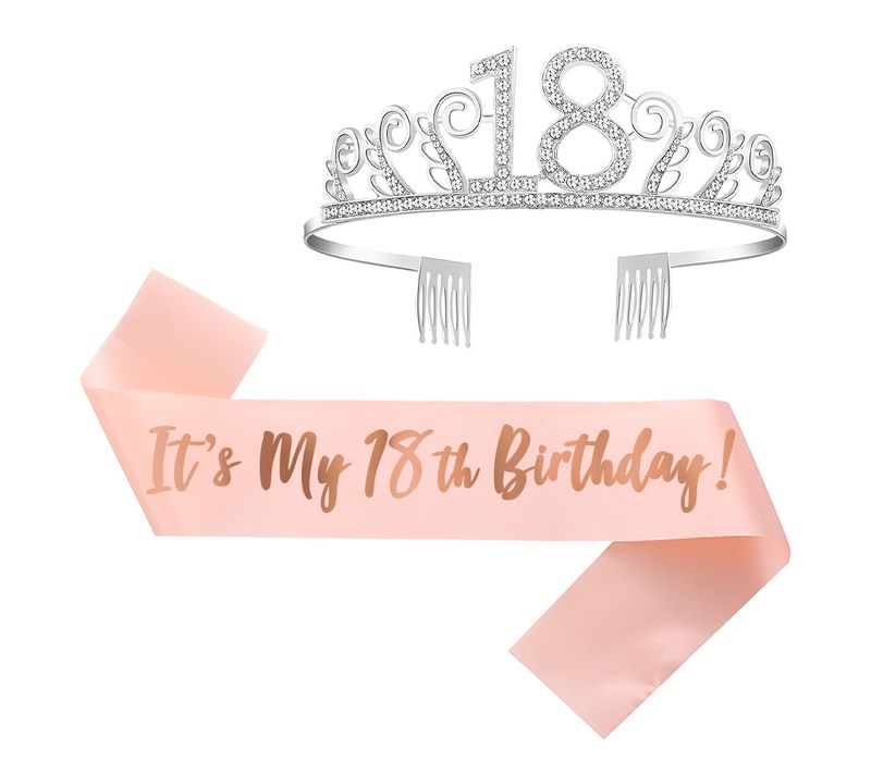 Couronne Joyeux Anniversaire 18ème,birthday Girl Sash Et Diadème 18 Ans Tiara Avec Peigne