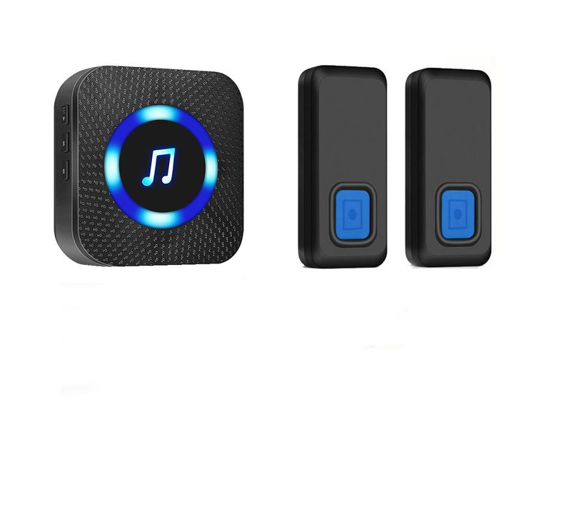 Wireless Doorbell Chime Outdoor Waterproof Two Button Transmitters With One Plug-in Receiver