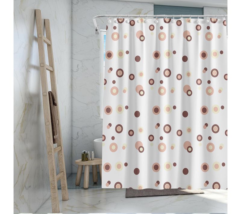 Rideau De Douche Imperméable Pour Salle De Bain (anneau De Café, 180 × 200 Cm)