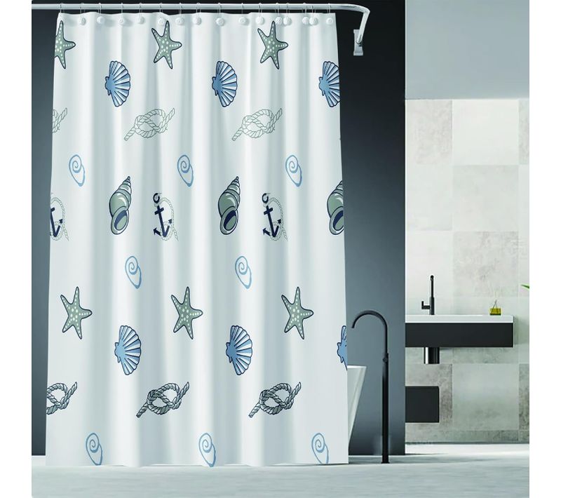 Rideau De Douche Imperméable Pour Salle De Bain (petit Coquillage, 150 × 180 Cm)