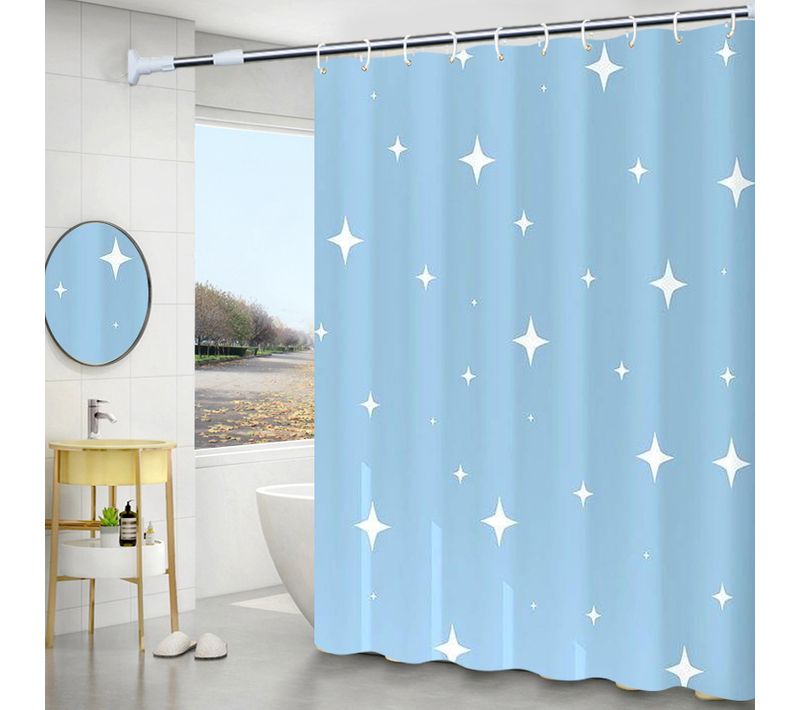 Rideau De Douche Imperméable Pour Salle De Bain （étoile Bleue, 180×180cm)