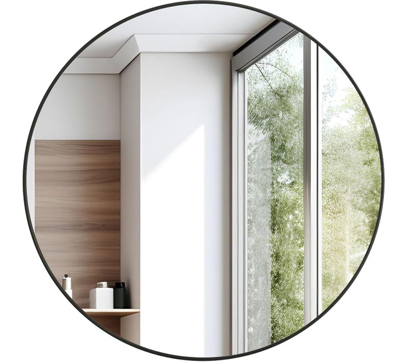Miroir De Salle De Bain Rond Noir, 60×60cm