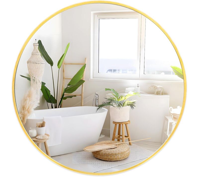 Miroir De Salle De Bain Rond Doré, 40×40cm