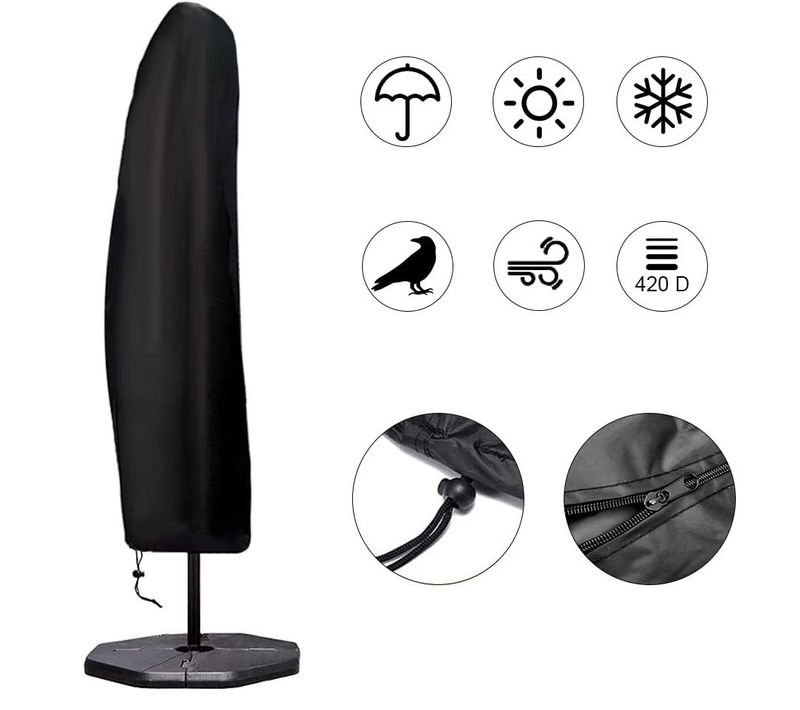 Housse Salon De Jardin Noir 420d Tissu Oxford Imperméable Rsistance Anti-uv Bache Table 152x104x71cm