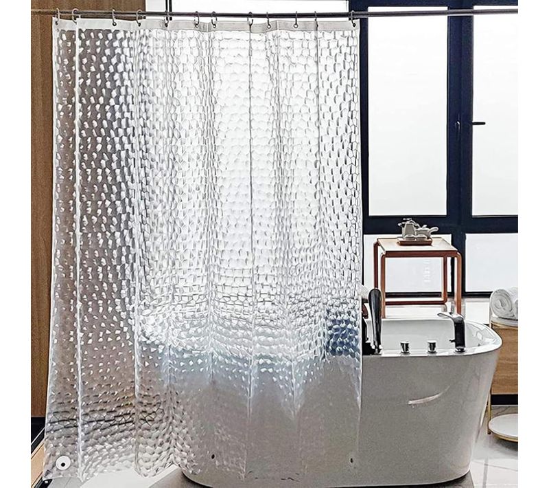Rideau De Douche Translucide Anti-moisissure Avec Crochets, 150×180cm