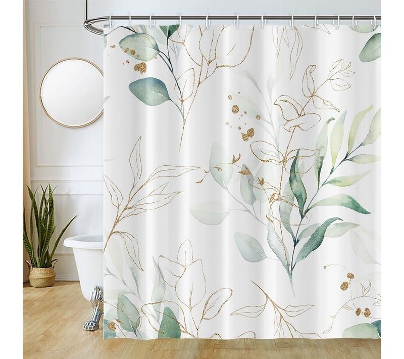 Rideau De Douche Imperméable Et Résistant à La Moisissure, Lavable Avec 12 Crochets, 120 X 180 Cm