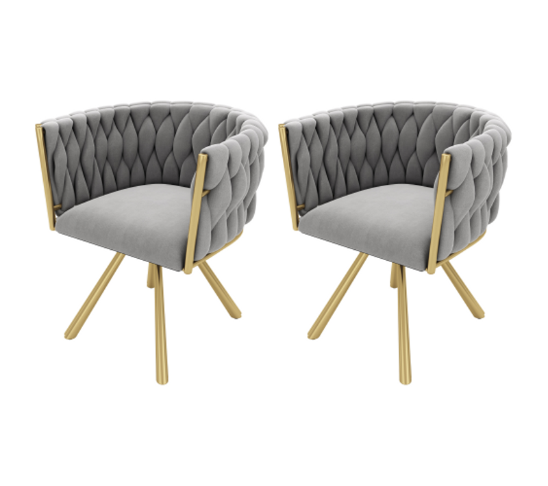 Lot De 2 Chaises Pivotantes De Salle A Manger En Velours - Gris