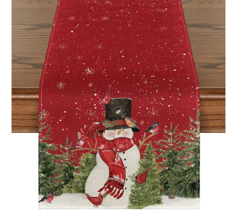 Chemin De Table De Noël Thème Bonhomme De Neige Rouge Décoration Saisonnier Hiver Noël Joy