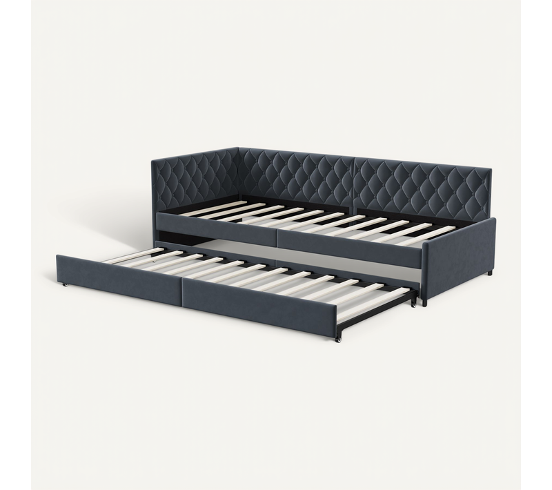 Canapé Lit Convertible 90/180 X 200 Cm, Canape Lit 2 Places Gigogne Bed Avec Sommier à Lattes, Gris