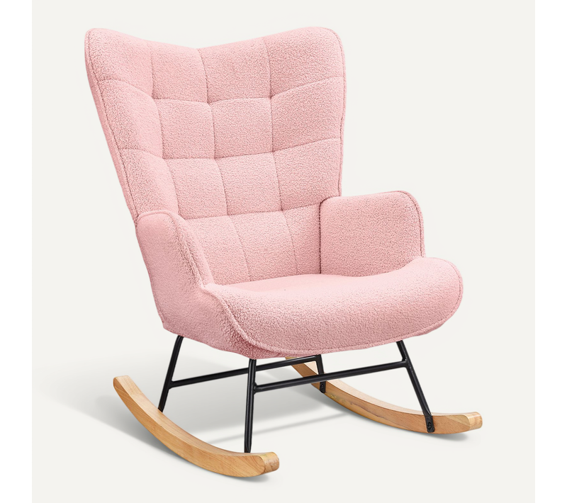 Fauteuil à Bascule Adulte - Chaise à Bascule D'extérieur Ergonomique - Pour Salon - Rose