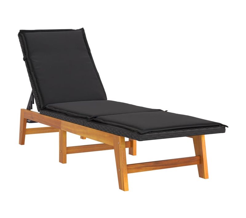 Transat - Chaise Longue Avec Coussin Résine Tressée/bois Massif D'acacia