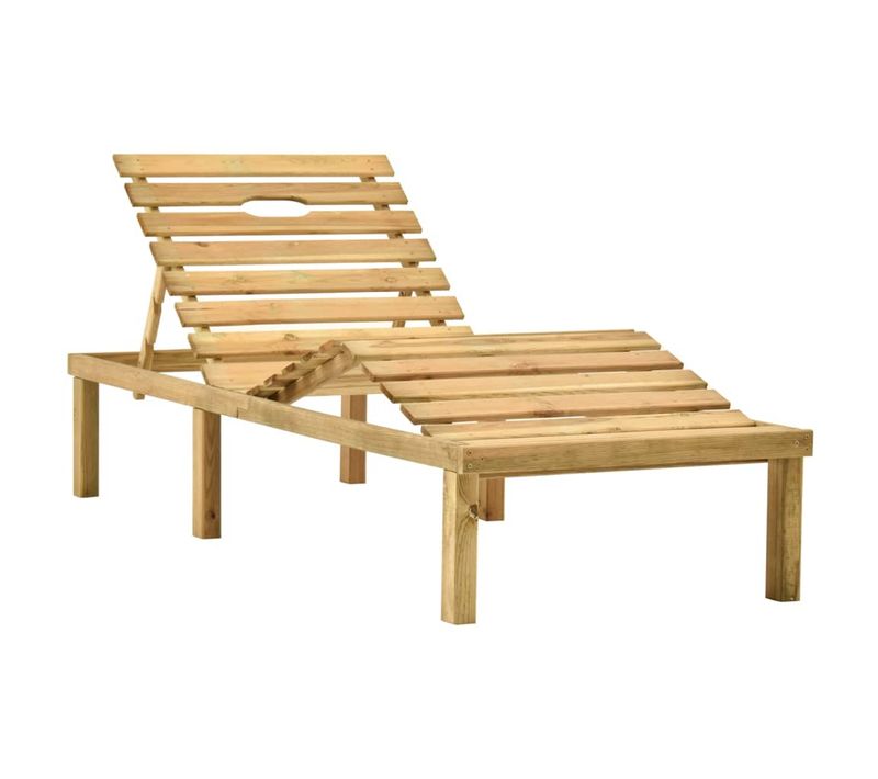 Transat - Bain De Soleil - Chaise Longue Avec Table Bois De Pin Imprégné
