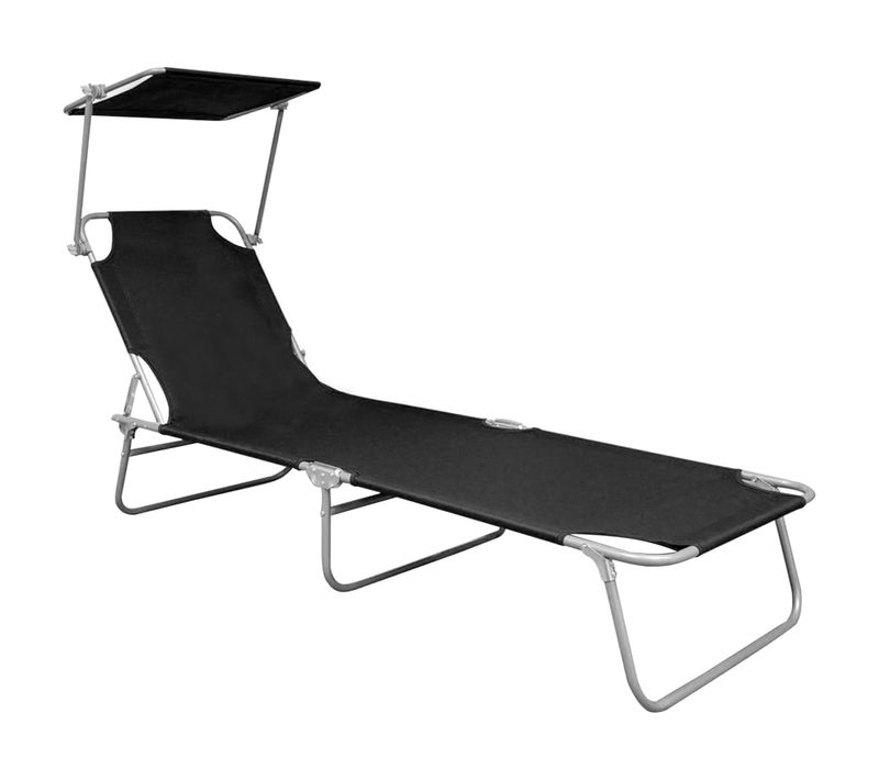 Transat - Bain De Soleil Pliable Avec Auvent Noir Aluminium