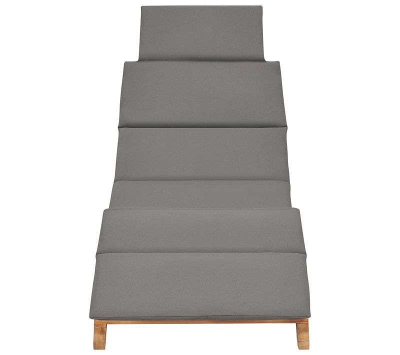 Transat - Bain De Soleil Pliable Avec Coussin Gris Foncé Bois De Teck
