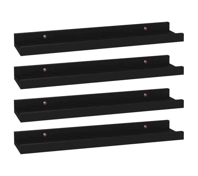 Lot De 4 Étagères Murales - Étagères Flottantes Noir 40x9x3 Cm