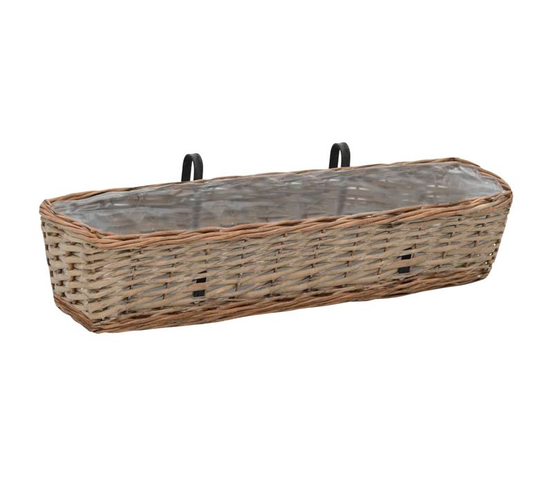 Lot De 2 Jardinières De Balcon - Pot De Fleurs Osier Avec Doublure De Pe 80 Cm