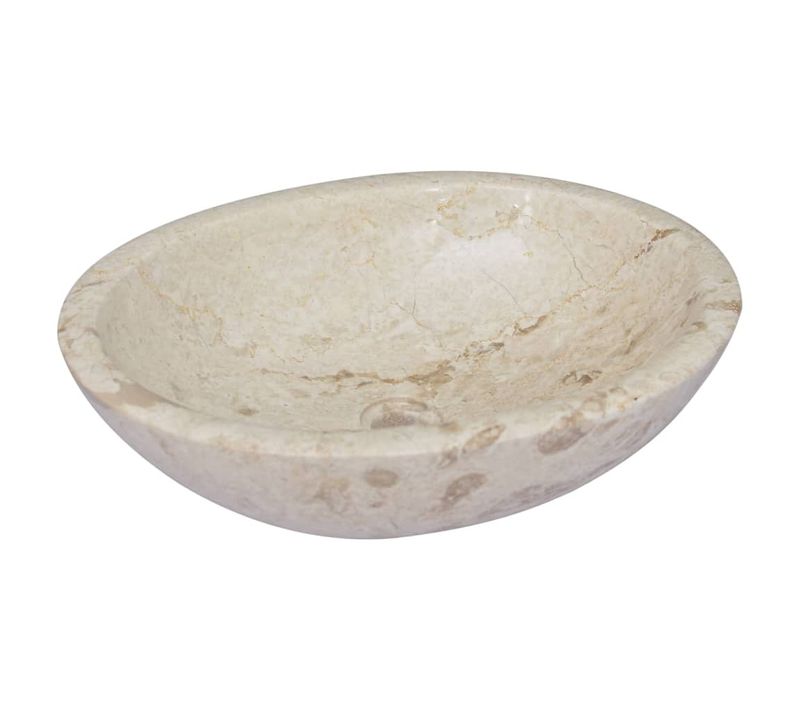 Lavabo - Vasque à Poser Pour Salle De Bain Crème 53x40x15 Cm Marbre