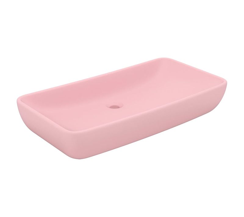Lavabo - Vasque à Poser Pour Salle De Bain Rectangulaire Rose Mat 71x38 Cm Céramique