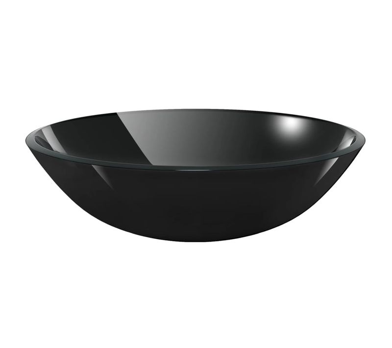 Lavabo - Vasque à Poser Pour Salle De Bain Verre Trempé 42 Cm Noir