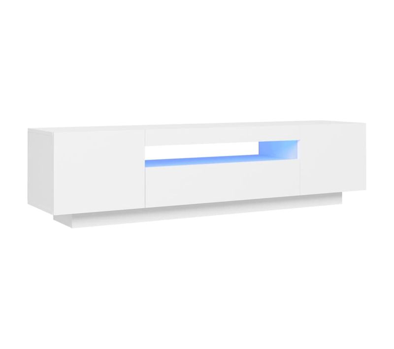 Meuble TV - Banc TV - Meuble De Rangement Pour Salon Avec Lumières LED Blanc 160x35x40 Cm