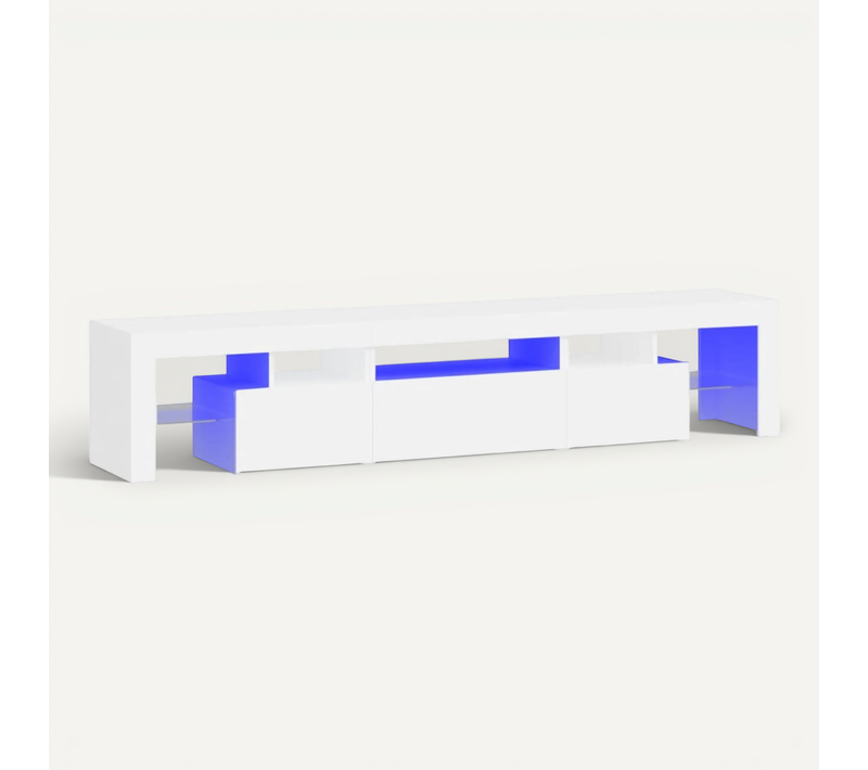 Meuble TV - Banc TV - Meuble De Rangement Pour Salon Avec Lumières LED Blanc 200x36,5x40 Cm