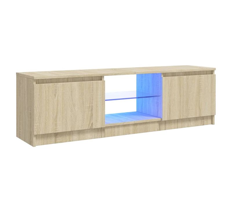 Meuble TV - Banc TV - Meuble De Rangement Pour Salon Avec Lumières LED Chêne Sonoma 120x30x35,5 Cm
