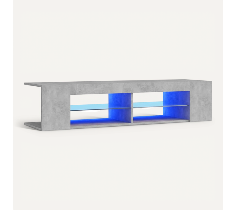 Meuble TV - Banc TV - Meuble De Rangement Pour Salon Avec Lumières LED Gris Béton 135x39x30 Cm
