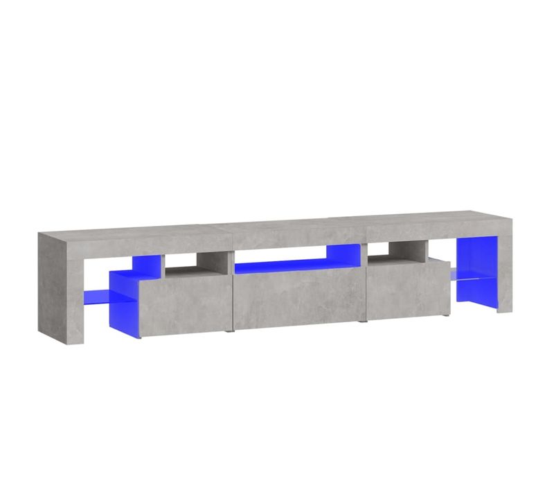 Meuble TV - Banc TV - Meuble De Rangement Pour Salon Avec Lumières LED Gris Béton 200x36,5x40 Cm