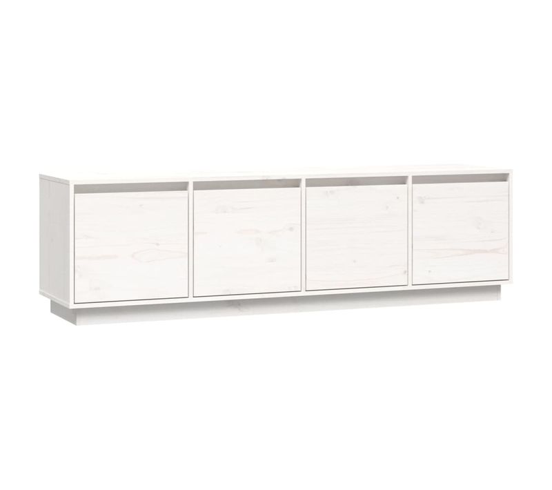 Meuble TV - Banc TV - Meuble De Rangement Pour Salon Blanc 156x37x45 Cm Bois De Pin Massif
