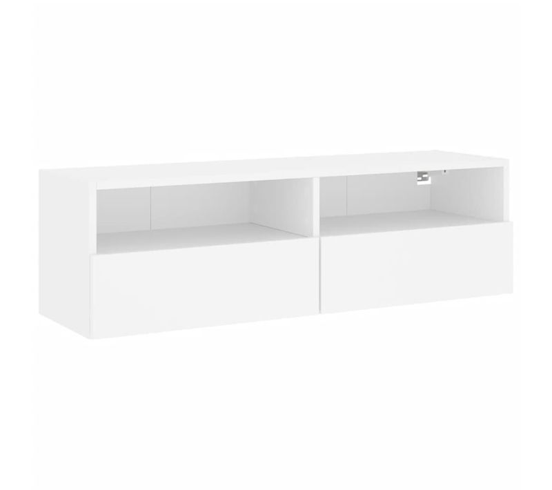Meuble TV Mural - Mur TV - Meuble De Rangement Pour Salon Blanc 100x30x30 Cm Bois D'ingénierie