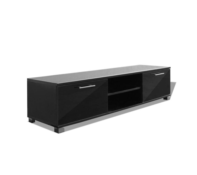 Meuble TV - Banc TV - Meuble De Rangement Pour Salon Noir Brillant 120x40,5x35 Cm