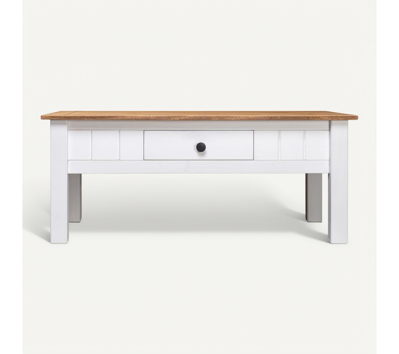 Table Basse - Table De Salon Blanc 100x60x45 Cm Pin Massif Assortiment Panama