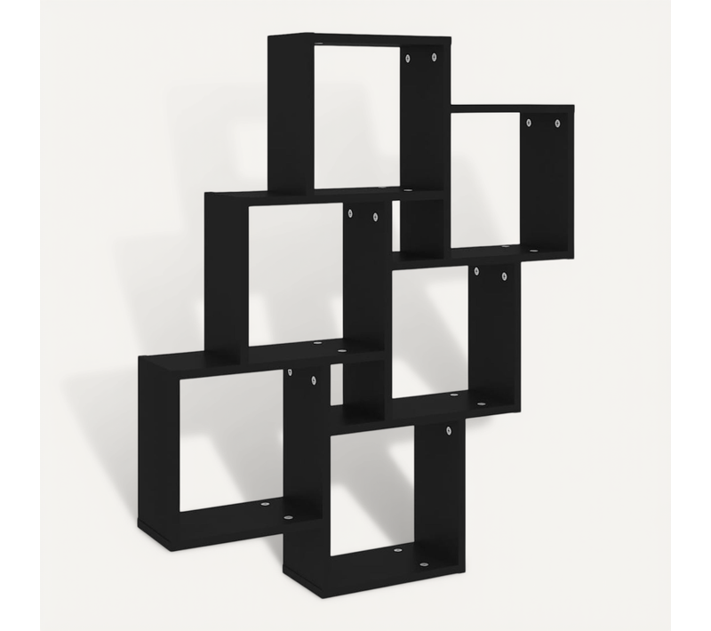 Étagère Murale - Étagère Flottante Cube Noir 78x15x93 Cm Bois D’ingénierie