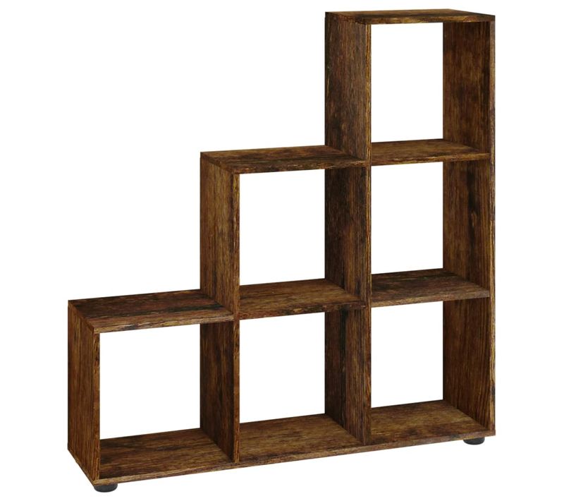 Bibliothèque, Étagère, Escalier, Meuble De Rangement Chêne Fumé 107 Cm Bois D'ingénierie