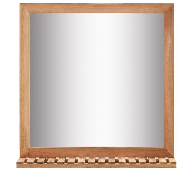 Miroir De Salle De Bain à LED - Miroir Mural Avec Éclairage 60 X 12 X 62 Cm Bois De Noyer Massif