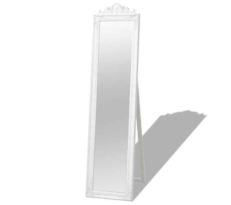 Miroir Sur Pied - Miroir Sur Toute La Longueur - Miroir Au Sol Style Baroque 160x40 Cm Blanc