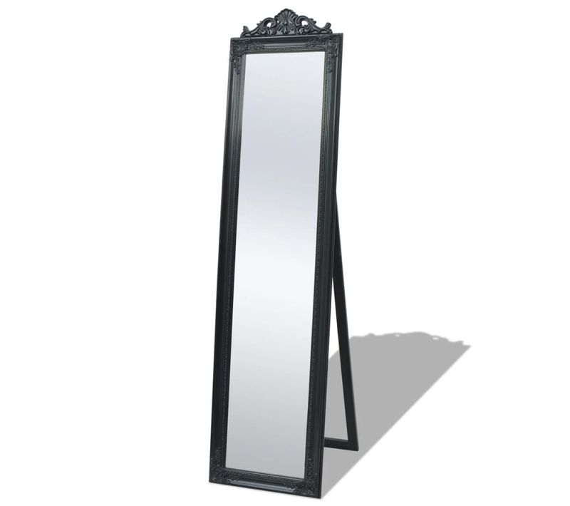 Miroir Sur Pied - Miroir Sur Toute La Longueur - Miroir Au Sol Style Baroque 160x40 Cm Noir