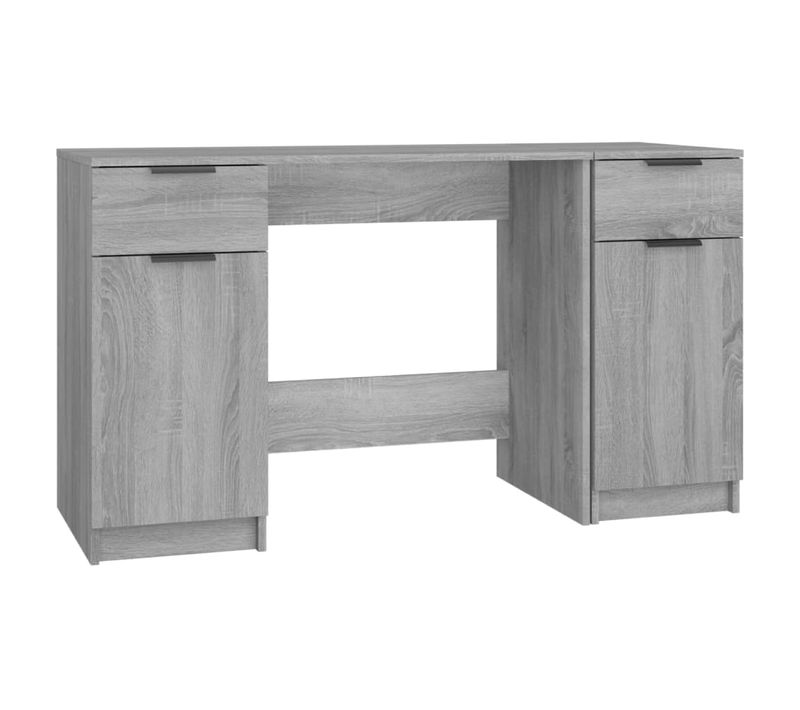 Bureau D'ordinateur - Table D'étude Avec Armoire Latérale Sonoma Gris Bois D'ingénierie
