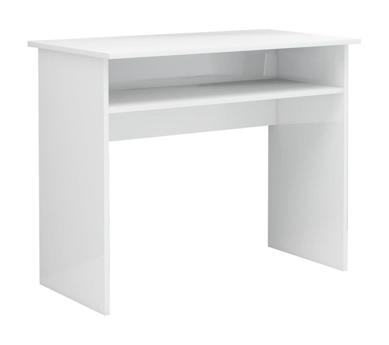 Bureau D'ordinateur - Table D'étude Blanc Brillant 90x50x74 Cm Bois D'ingénierie