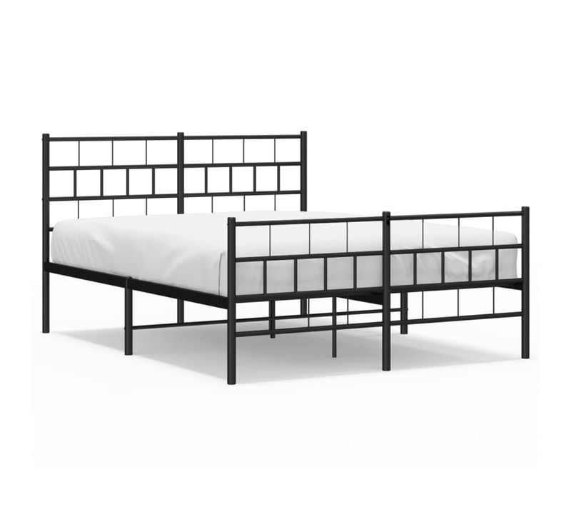Lit Double - Lit Adulte - Cadre De Lit Métal Avec Tête De Lit/pied De Lit Noir 140x190 Cm