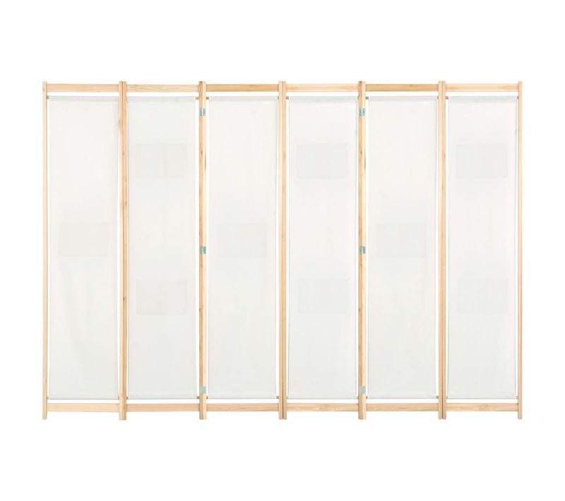 Paravent - Cloison De Séparation 6 Panneaux Crème 240 X 170 X 4 Cm Tissu