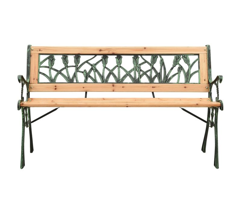Banc De Jardin - Banc Extérieur - Banquette 122 Cm Fonte Et Bois De Sapin Massif
