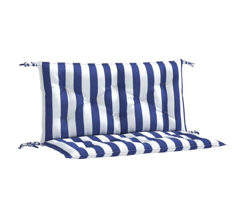 Lot De 2 Coussins De Banc De Jardin - Coussins De Siège Rayures Bleues Et Blanches