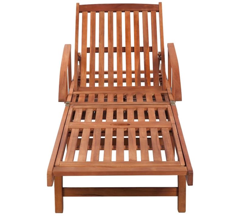Lot De 2 Transat - Bain De Soleil - Chaises Longues Avec Table Bois D'acacia Solide