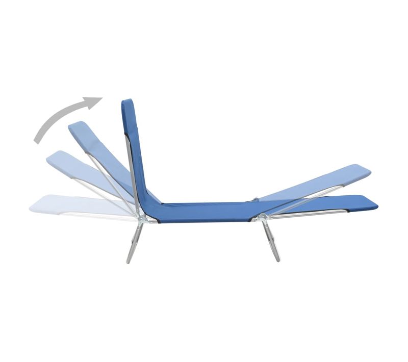 Lot De 2 Transat Pliables - Bain De Soleil - Chaises Longues Acier Et Tissu Bleu